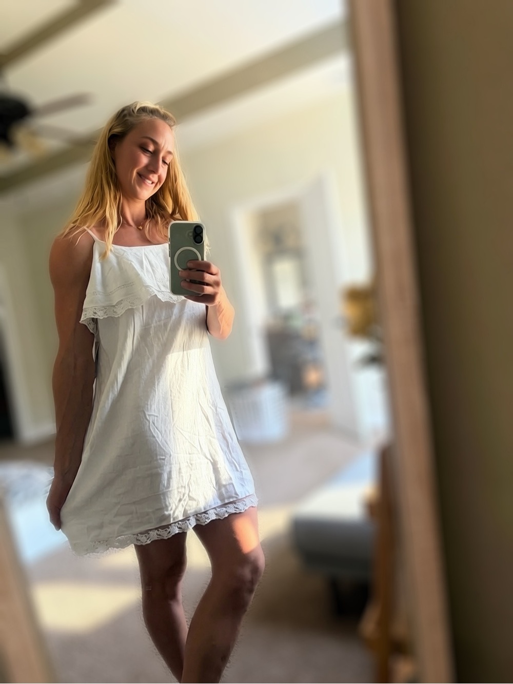 Linen Universal Thread White Lace-Trim Mini Dress NWT Sz M
